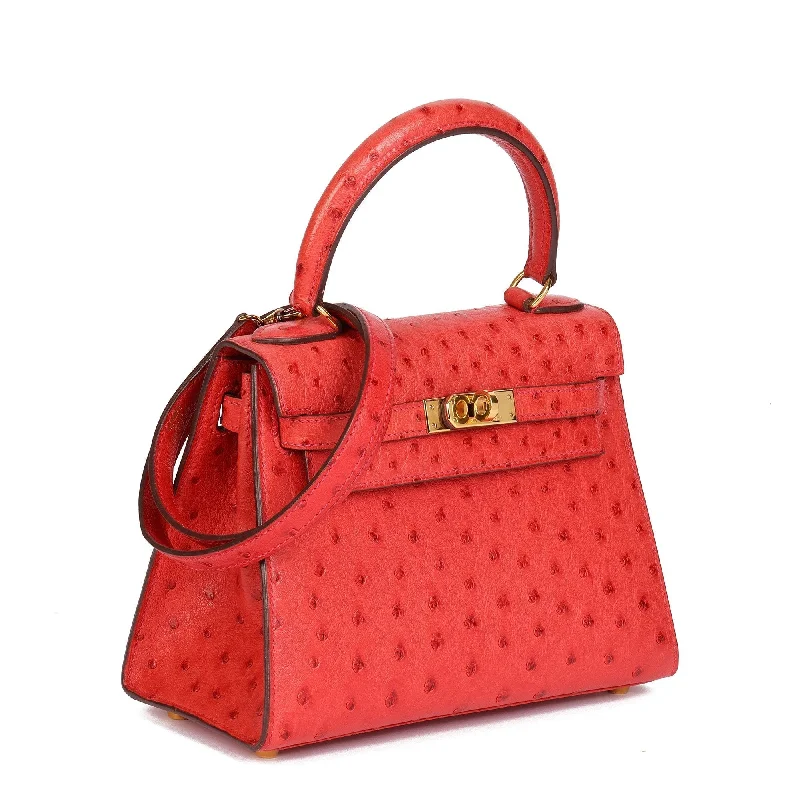 Sporty - Inspired Hermes Bags for Active LifestylesHermès Kelly Bags with palladium - toned hardware for a modern aestheticHermes Rouge Vif Ostrich Leather Kelly 20cm Sellier Shoulder Bag