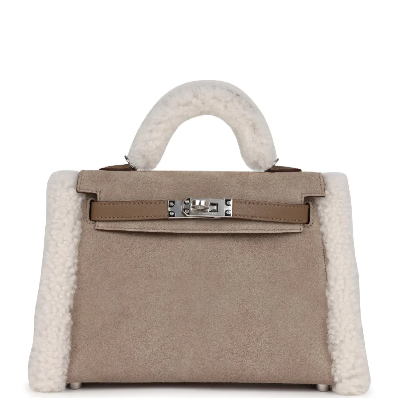 Faux Fur - Trimmed Hermes Bags for Winter SophisticationHermès Kelly Bags in a light sky blue for a refreshing lookHermes Teddy Kelly 20 Etoupe Shearling and Swift Palladium Hardware