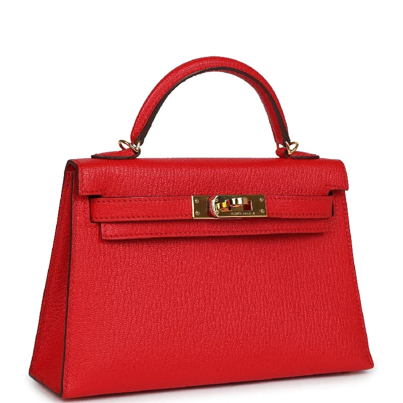 Sustainable - Inspired Hermes Bags with Eco - Conscious Materials·Hermes Kelly 20 Rouge de Coeur Chevre Mysore Gold Hardware