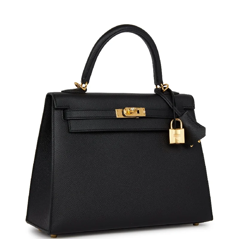 Hermes Constance Bags in Limited - Edition ColorwaysHermès Kelly Bags with a snap - fastened front pocket for convenienceHermes Kelly Sellier 25 Black Epsom Gold Hardware