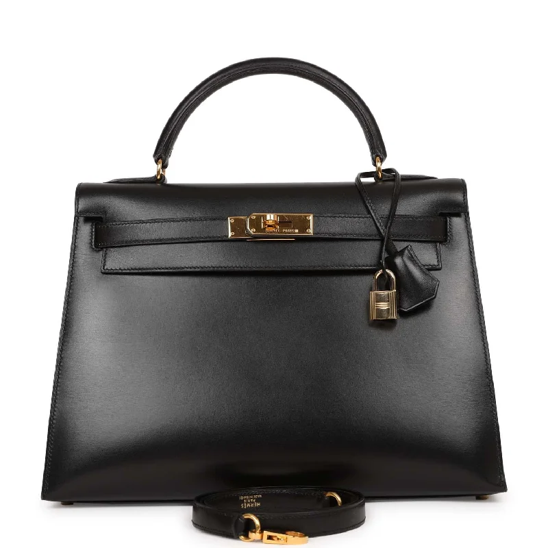 High - End Hermes Jypsiere Bags for the Fashion - ForwardHermès Kelly Bags with a two - tone leather design for visual interestVintage Hermes Kelly Sellier 32 Black Box Gold Hardware