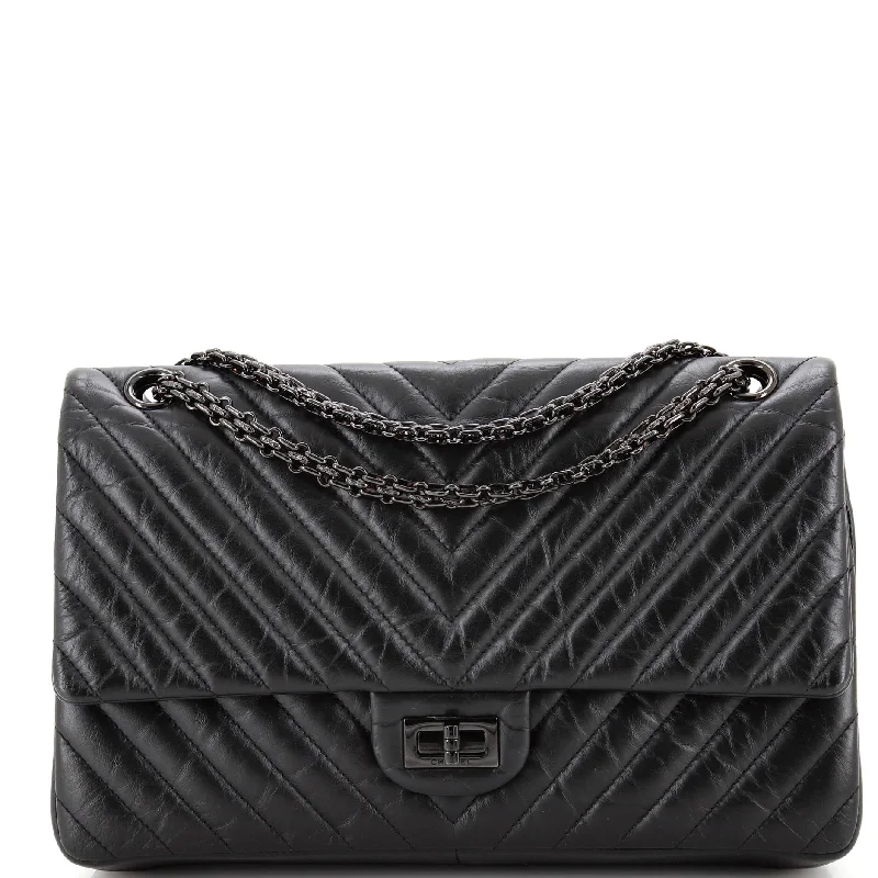 So Black Reissue 2.55 Flap Bag Chevron Aged Calfskin 226